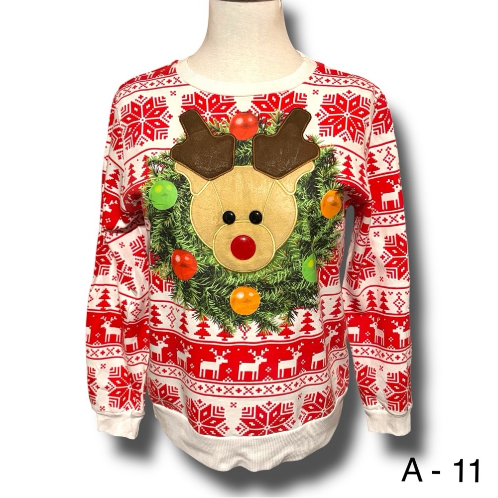 Mad Engine Rudolph Reindeer Ugly Christmas Sweater Sweatshirt Size X Large